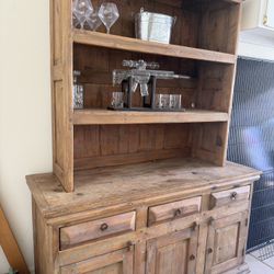 Rustic Solid Wood Hutch / Buffet Cabinet – Farmhouse Style $200 