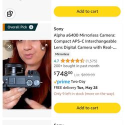 Sony A6400 Body And Lens Sale End  June 1st.