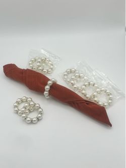 9 Elegant Pearl Napkin Holders with Diamond Sequins