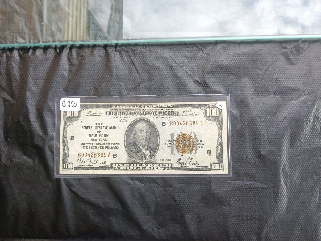 $100 "Brown Seal" United States Legal Currency 