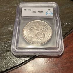 1881-O Morgan Silver Dollar Graded AU55 UNC 