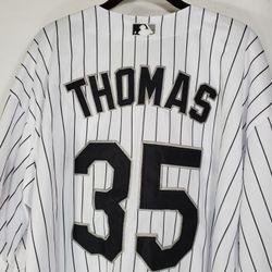 New Frank Thomas Men's 3XL 2014 Hall Of Fame Pinstripe Home Jersey 75 Year Patch  Size 56