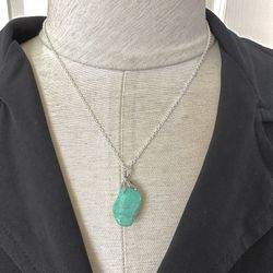 Sterling Silver Amazonite Pendant Necklace 
