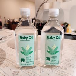 2 new unopened up&up™ Aloe and Vitamin E Baby Oil (20 fl oz)  