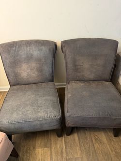 Set of 2 Gray Fabric Accent Chairs
