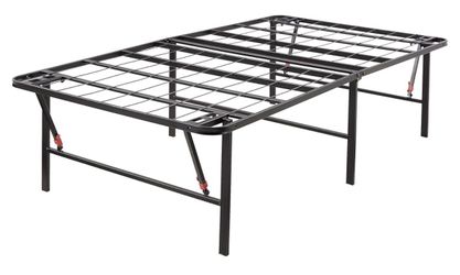 Amazon Basics Bed Frame with Storage, Foldable Metal Platform, Sturdy Steel, No Box Spring Needed, 14 inches High, Tool-Free Setup, Twin X Size, Black