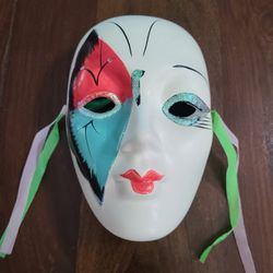Vintage Handpainted Mask Wall Art Mardi Gras Decor