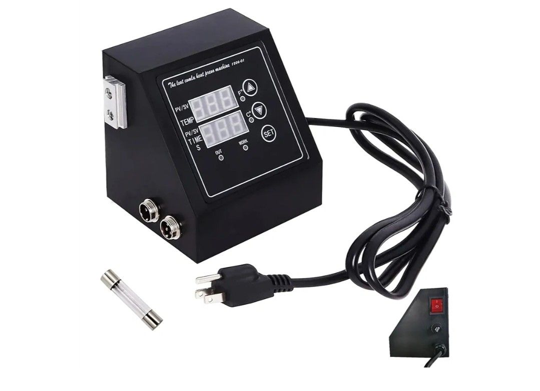 K Type Heat Press Control Box,Replacement Parts for 15x15 Heat Press with Replaceable Fuse,Temperature Time Controller,Heat Press Control Box for T Sh