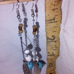 Turquoise Dangle Hand-made Earrings 