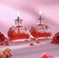 Oil Lamp Candles Valentine's Day Special Design Red Heart Decorative Refillable Set of 2 x 100 ml