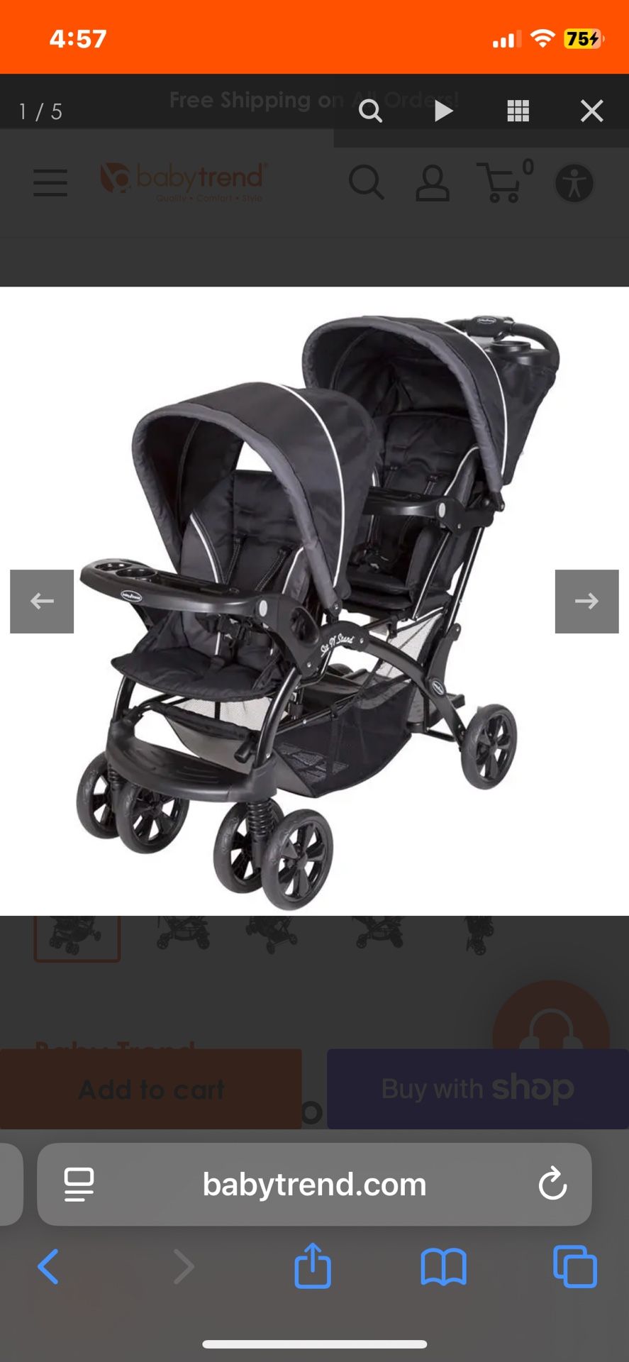 Sit N Stand Double Baby Stroller