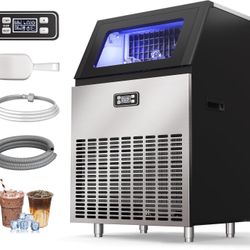 Commercial Ice Machine, 270LBS/24H ETL Approval Under Counter Ice Maker Machine, 48LBS Ice Storage Capacity, Auto Self-Cleaning, LCD Display, with Ice