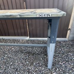 Kobalt Shop the Collection 72-in L x 40.8-in H Silver Wood Adjustable Height Work Bench