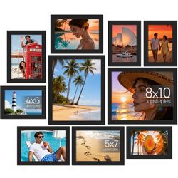 upsimples 10 Pack Picture Frames Collage Wall Decor for Mounting or Tabletop Display, Photo Gallery Frame Set for Family, Multi Sizes Including 8x10, 