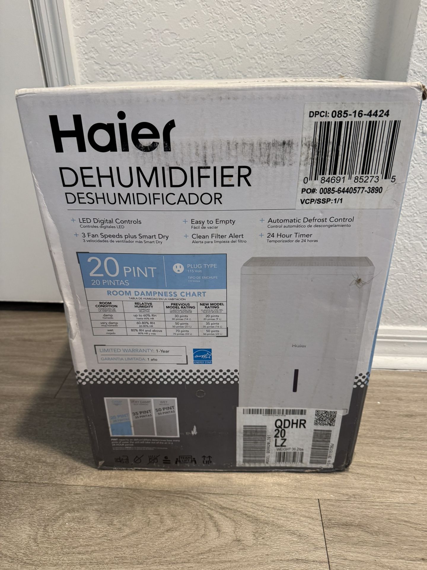 Haier 20 Pint Dehumidifier – New in Box – Pickup/Delivery Miami Broward