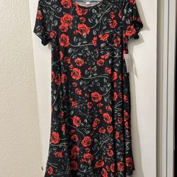 Lularoe Carly Dress Rose Floral 