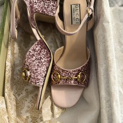 AUTHENTIC Gucci Sparkly Pink Horsebit Heels Never Worn MINT CONDITION