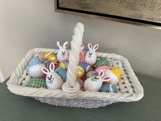 Beautiful White Ceramic Weave Basket Made In Portugal. Mint Unused. 14.5 Long 9” W X 9.5 t. 