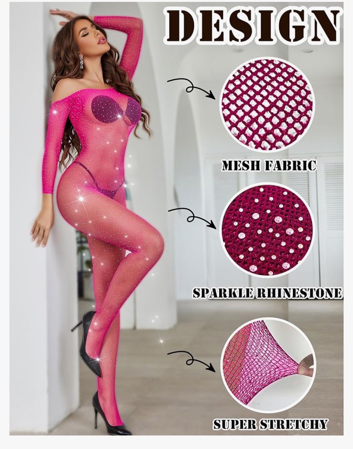Fishnet Bodystocking Long Sleeve Bodysuit