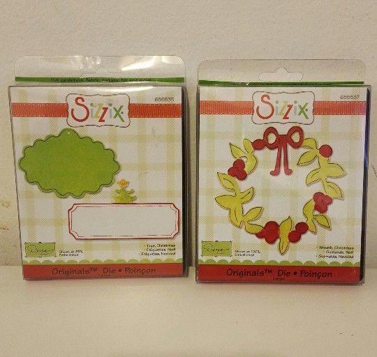 Sizzix Set/2 Originals Dies BNIP Wreath & Tags