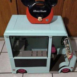 Our Generation OG GIRL Blue Sweet Stop Ice Cream Truck For 18" dolls Food Truck + Mickey mouse Carry Case 

