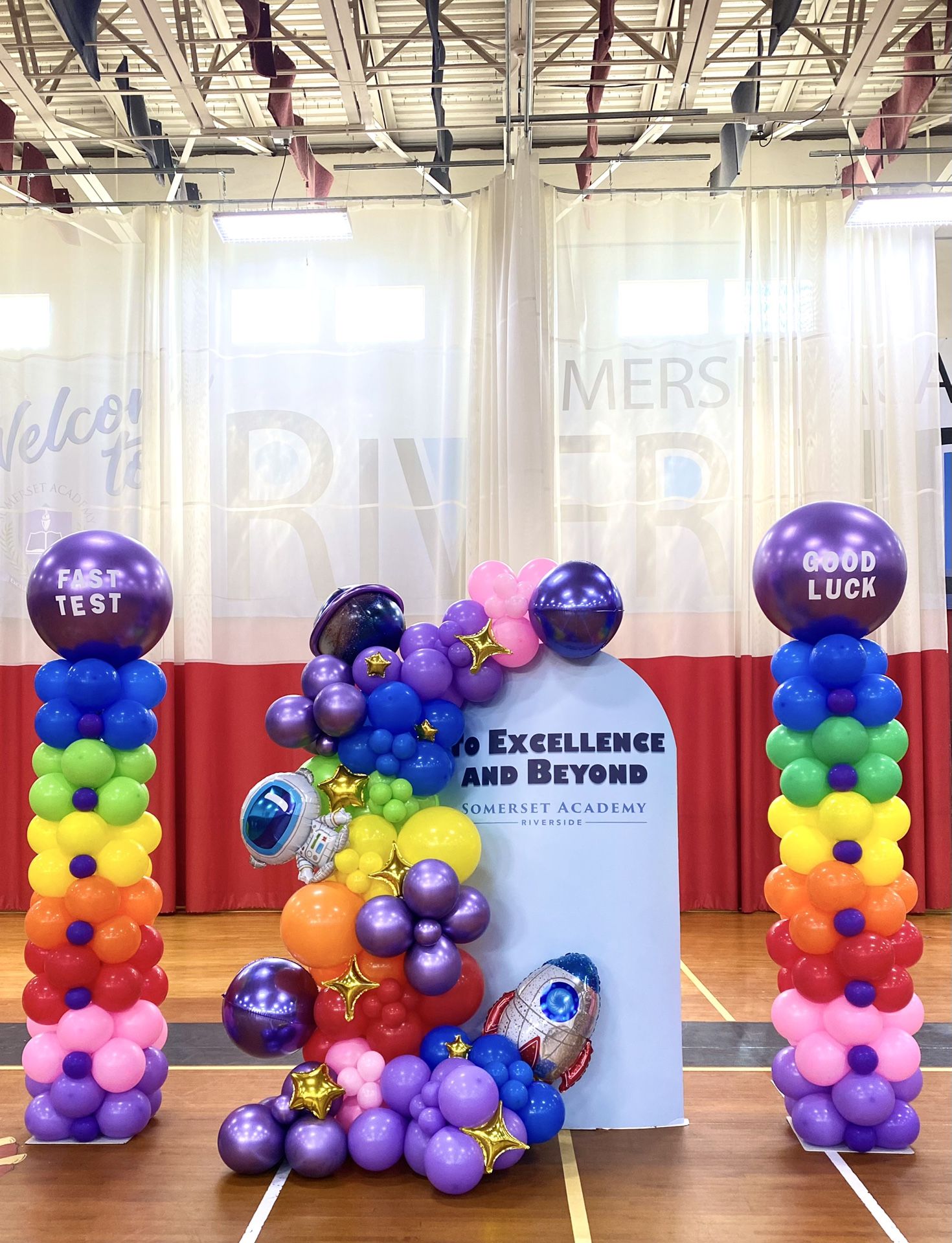 Balloon Rainbow Party Birthday Balloons Column Backdrop