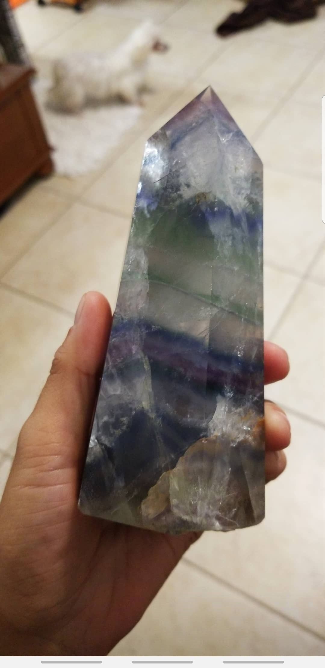 Blue and Green Fluorite Crystal Tower