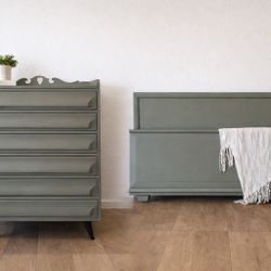 Mcm Dresser And Full Size Bed Frame 