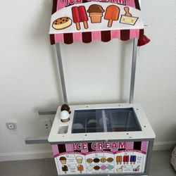 Wooden Ice Cream, Sweets & Food Cart with Play Food