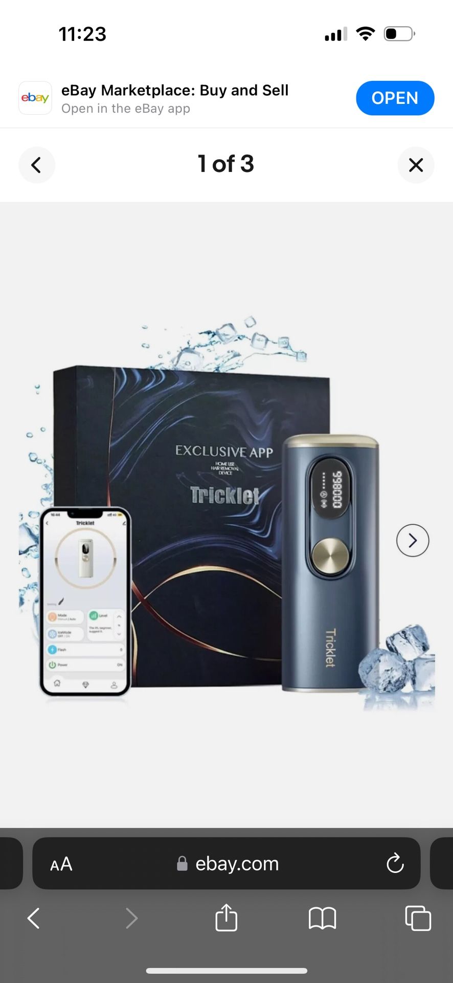 TRICKLET T3 IPL (whitE) Laser Hair Removal Device for Women and Men Cooling