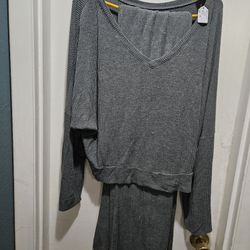 Ladies XL Auden Ribbed Pajama Set in Gray