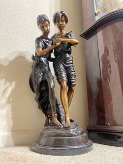 Bronze Figurine Sculpture Two Children