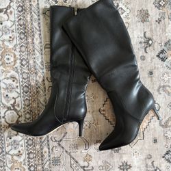 Black Pleather Heeled Boots