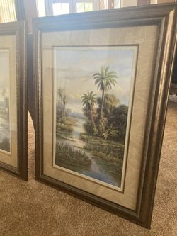 Two Large Matted Framed Prints Titled “ Island Serenity .
