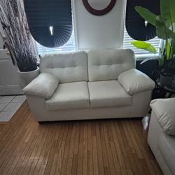  White Leather Sofa And Love Seat