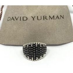 David Yurman Tempo Ring Sterling Silver With Black Spinel Size 8.25
