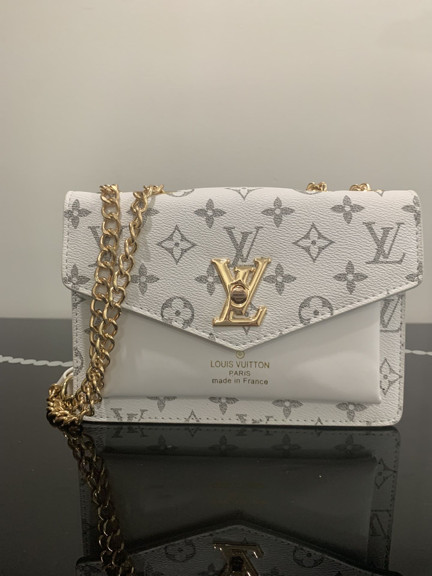 White and Gray Gold accent Women's Crossbody Bag