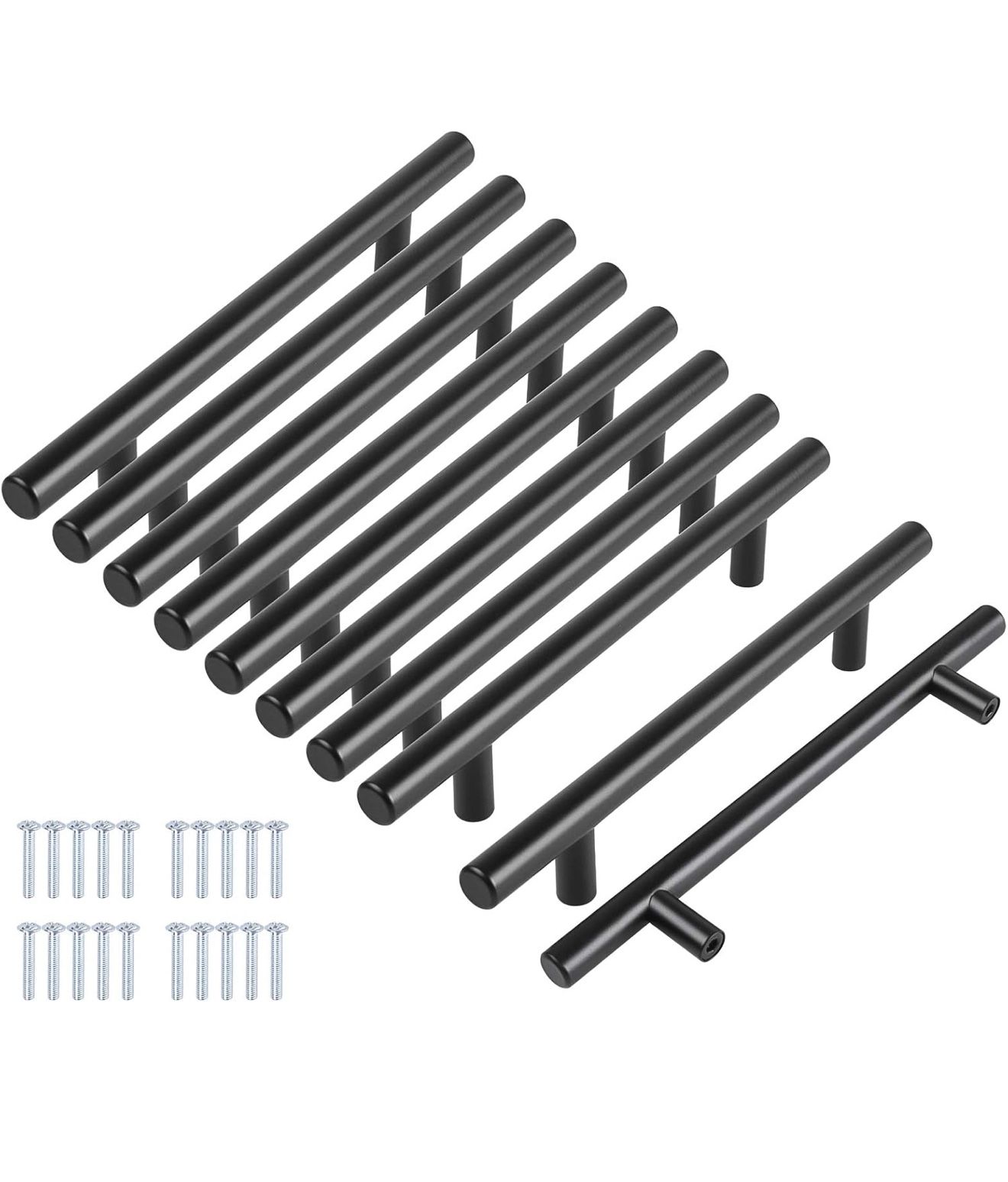27 packs 5'' 3” Hole Center Cabinet Pulls Matte Black