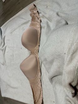 Lace Trimmed Beige Strapless Bra