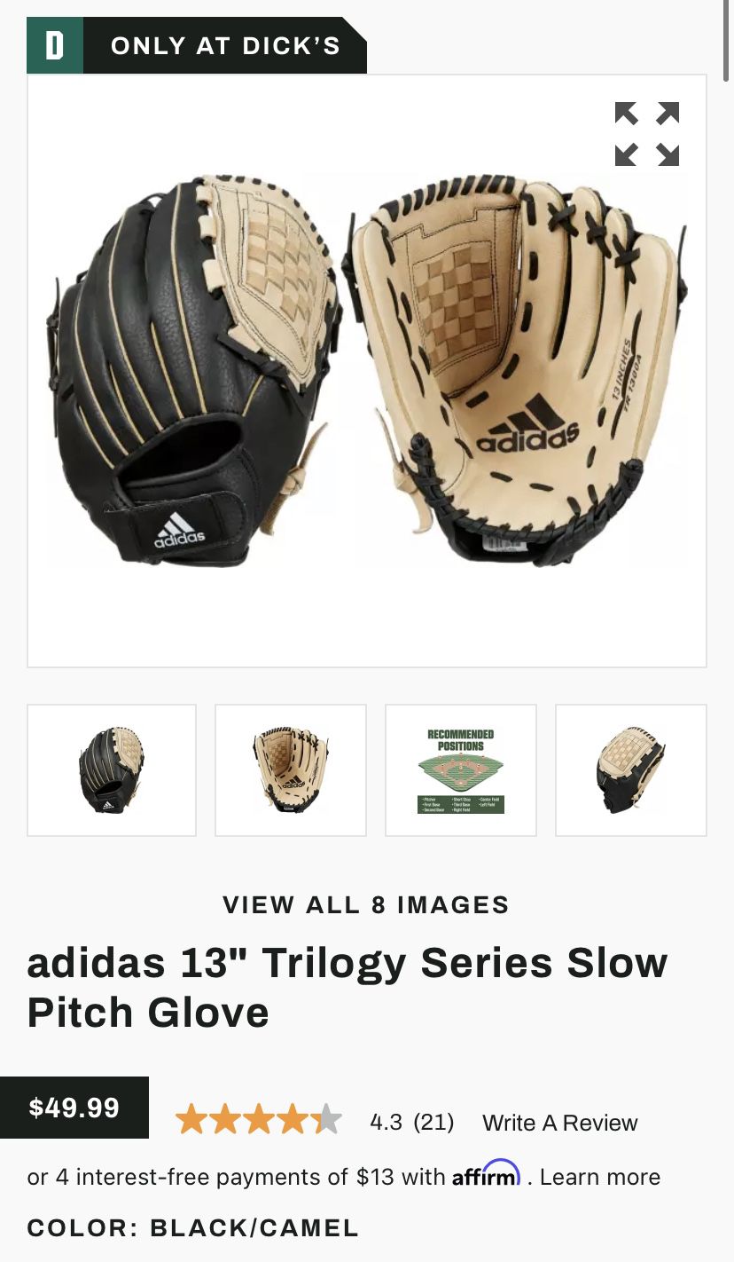 ADIDAS 13” Adult Softball Glove 