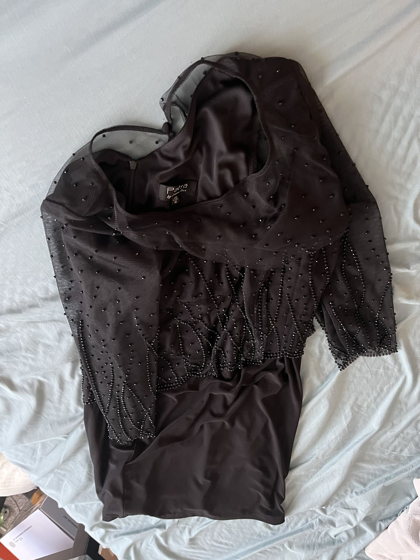Patra Size 12 Black Evening dress With Beads