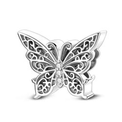 .925 Sterling Silver Butterfly Bracelet Charm