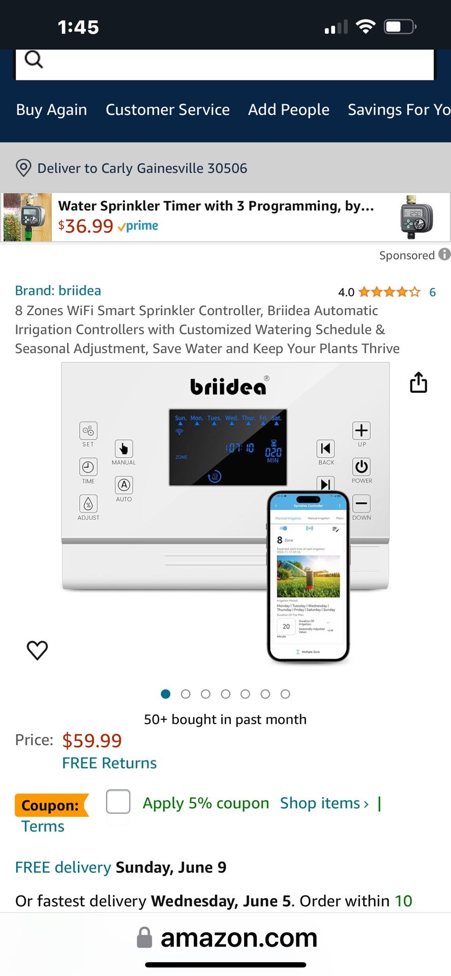 Briidea 8 Zones WiFi Smart Sprinkler Controller, Bridea Automatic Irrigation Controller Retails $60