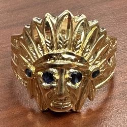 Indian Head Ring In 14K Gold