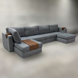 Lovesac Grey Slub Tweed 6 Seat 6 Side Sactional - 🚚 FREE DELIVERY // $50 FINANCING 💸