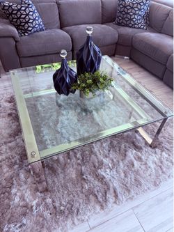 El Dorado Square Glass Top Coffee Table with Chrome