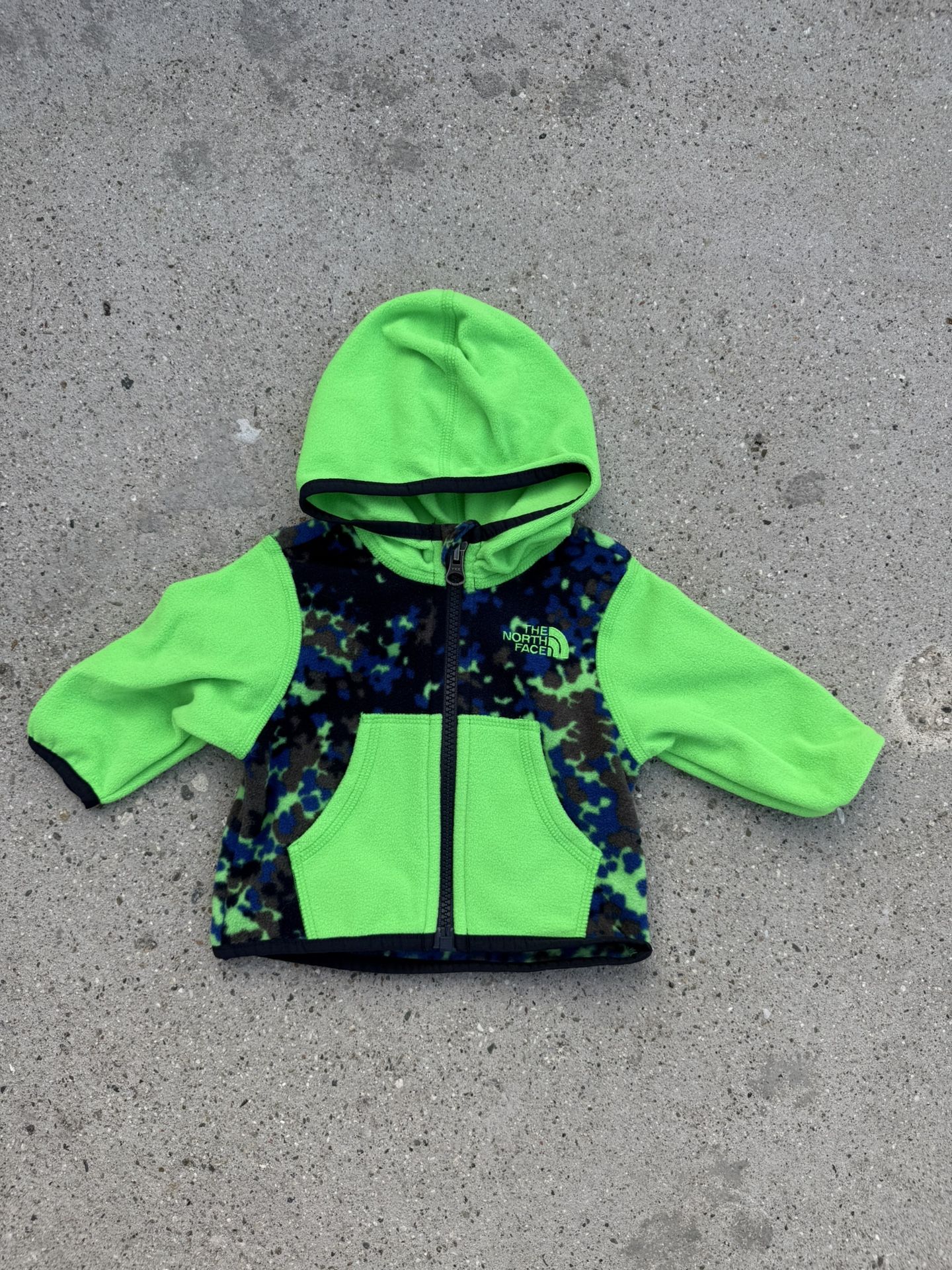 The North Face green and black fleece jacket kids size 0-3 months