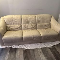 Beige Leather Couch