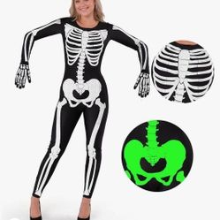 Skeleton Glow In The Dark Jumpsuit Costume 