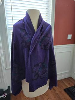 Purple Floral Rose Wrap Shawl Scarf